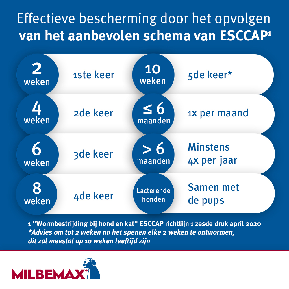 Milbemax kauwtabletten hond 4 tabletten 4 Ontwormingsschema honden milbemax