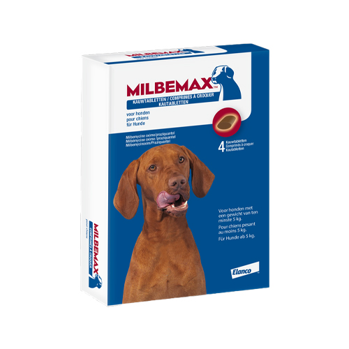 Milbemax kauwtabletten hond 4 tabletten 3 lekkere ontworming grote hond milbemax kauwtablet