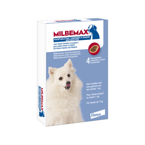 Milbemax kauwtabletten hond 4 tabletten 2 lekkere ontworming puppy kleine hond milbemax kauwtablet