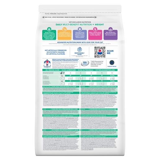 Hill's Vet Essentials Multi-Benefit + Weight Young Adult 2 Hill's Vetessentials kat Weight Achterkant