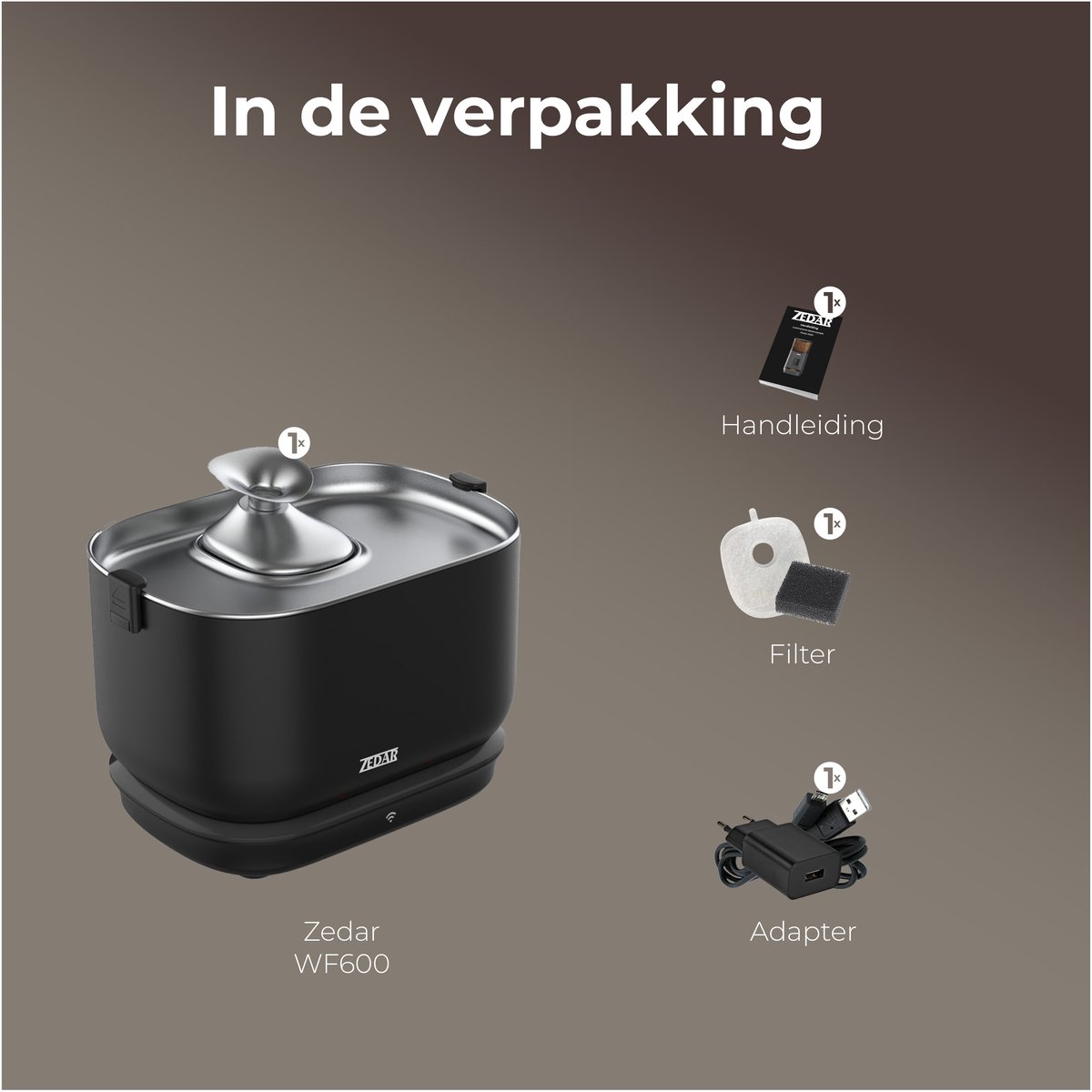 Zedar WF600 Drinkfontein 2 Zedar Drinkfontein in de verpakking
