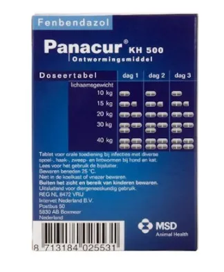 Panacur KH Hond/Kat 3 Panacur KH 500 achterkant